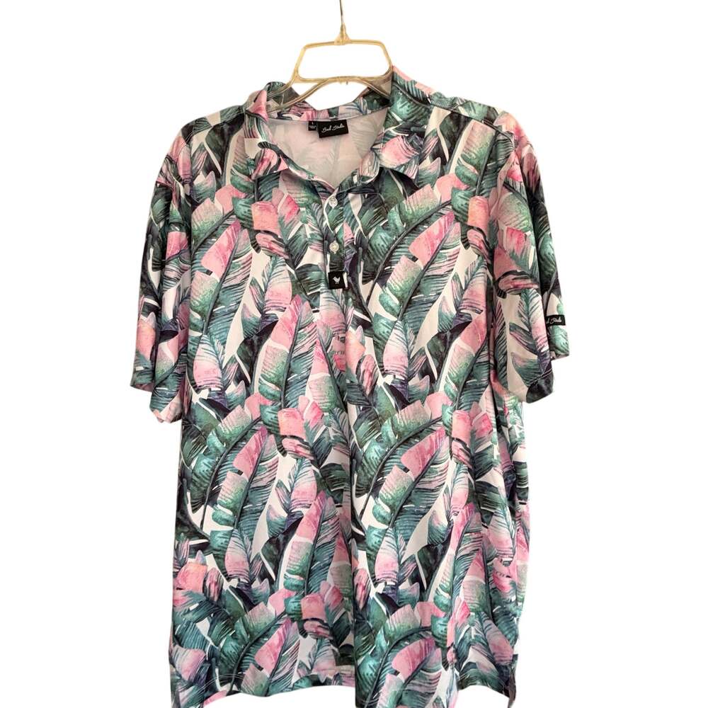 BAD BIRDIE GOLF POLO Leaf Palm SHIRT Large
